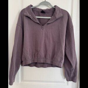 PacSun Los Angeles Half Zip Cropped Sweatshirt in a purple wash L